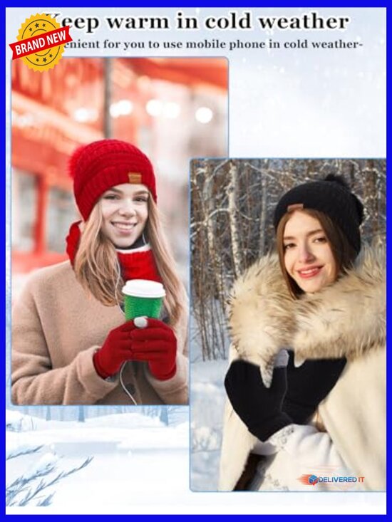20pcs Winter Hat Scarf Gloves Sock Set Knit Beanie Touchscreen Gloves Neck